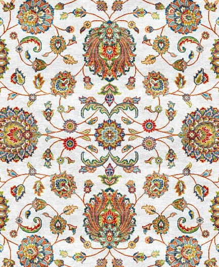 White Classic Herati Field Mogul Area Rug pattern detail