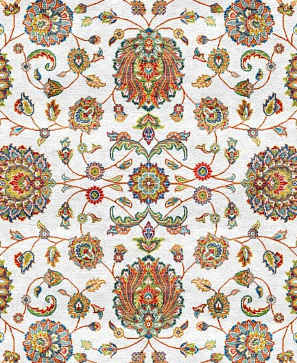 White Gold Classic Herati Field Mogul Area Rug pattern detail