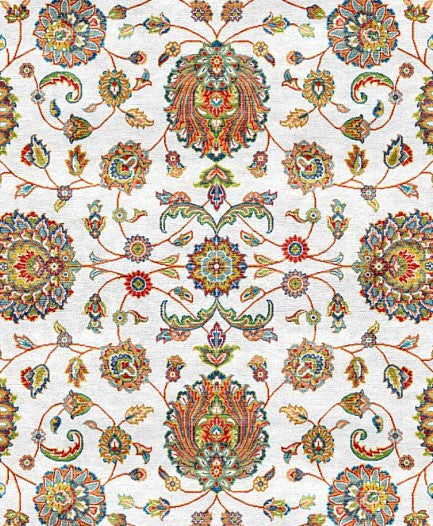White Green Classic Herati Field Mogul Area Rug pattern detail