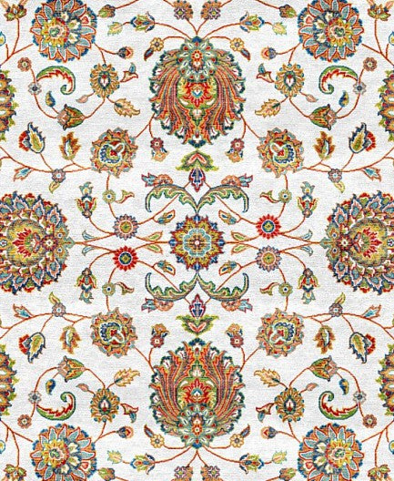 White Red Classic Herati Field Mogul Area Rug pattern detail