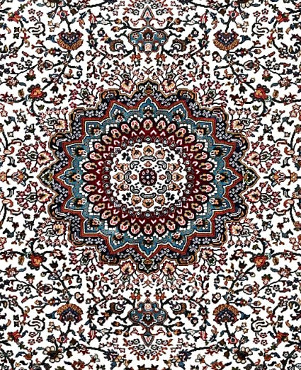 White Royal Centerpiece Mogul Area Rug pattern detail