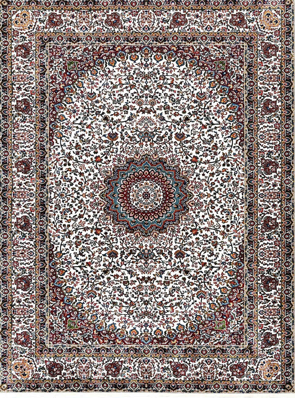White Royal Centerpiece Mogul Area Rug, flat view