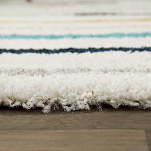 Ivory Brushstroke Shaggy Rug
