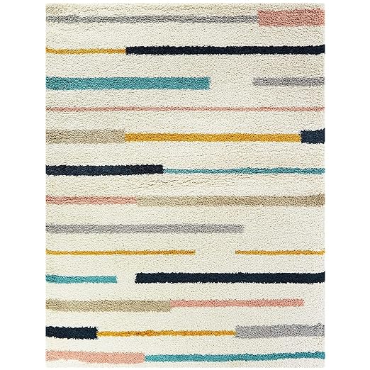 Ivory Brushstroke Shaggy Rug