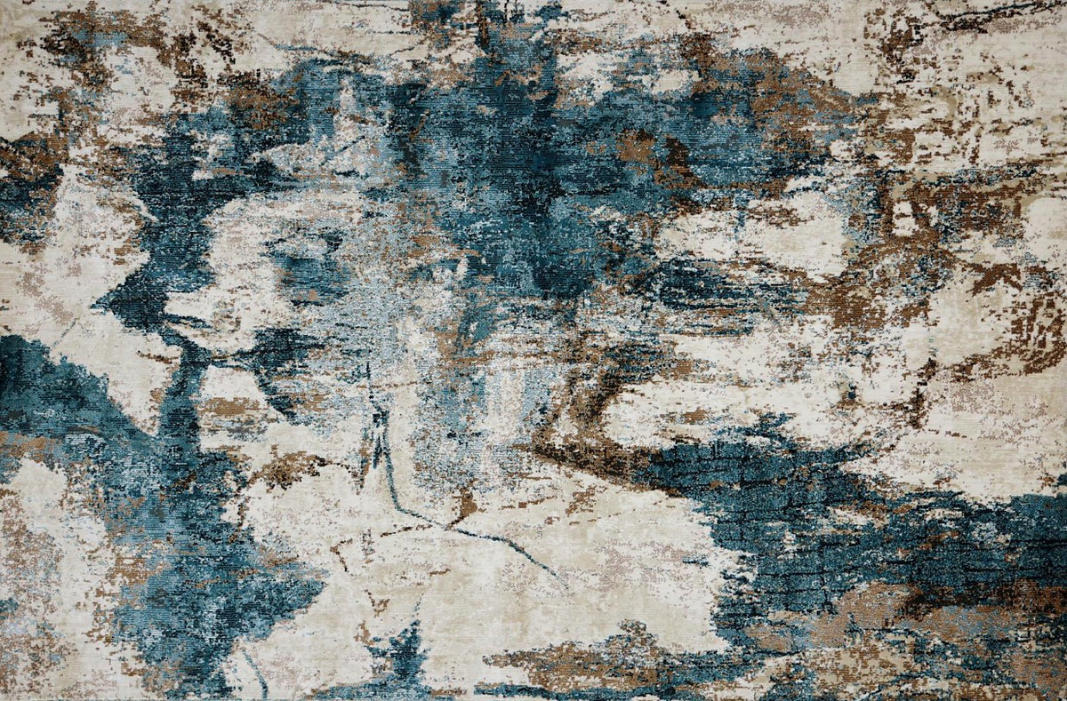 Blue Grey Splash New York Area Rug, flat view