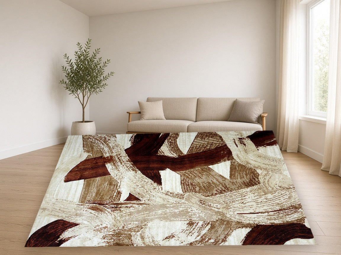 Borough Abstract Multi New York Area Rug in a living room