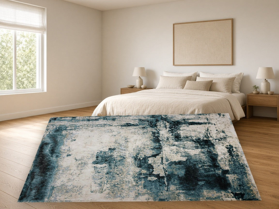 Brooklyn Abstract Multi New York Area Rug in a bedroom