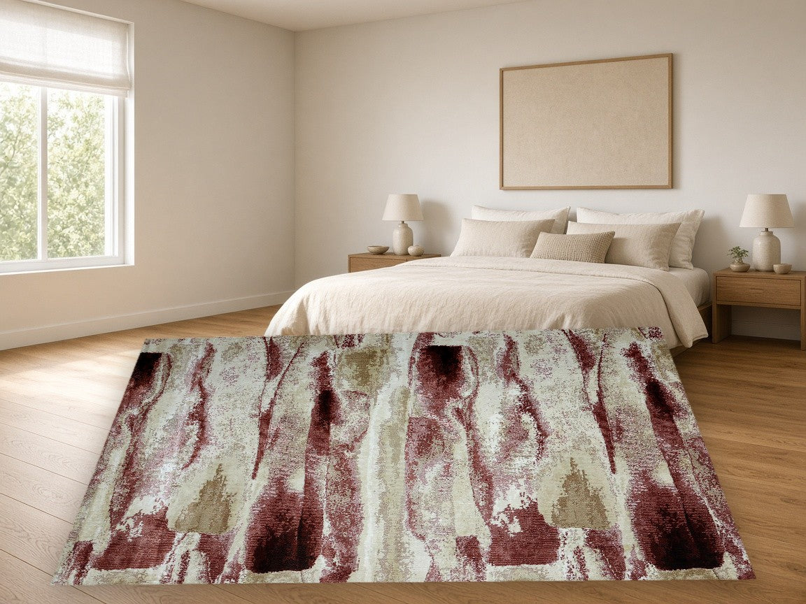 Canyon Abstract Multi New York Area Rug in a bedroom
