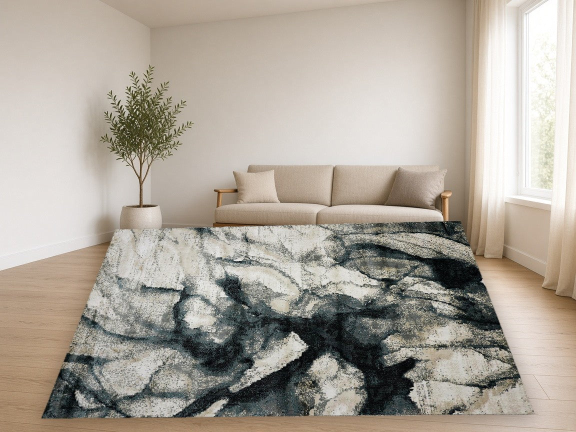Charcoal Branch New York Area Rug in a living room