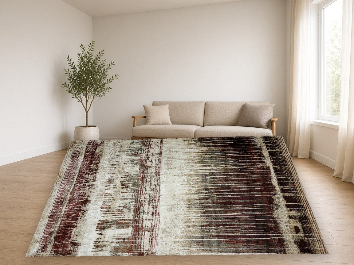 Coastal Abstract Multi New York Area Rug in a living room