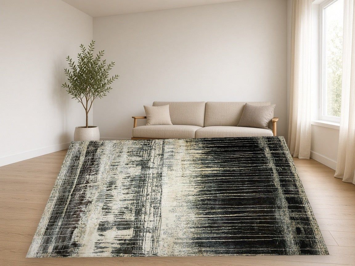 Copper Abstract Multi New York Area Rug in a living room