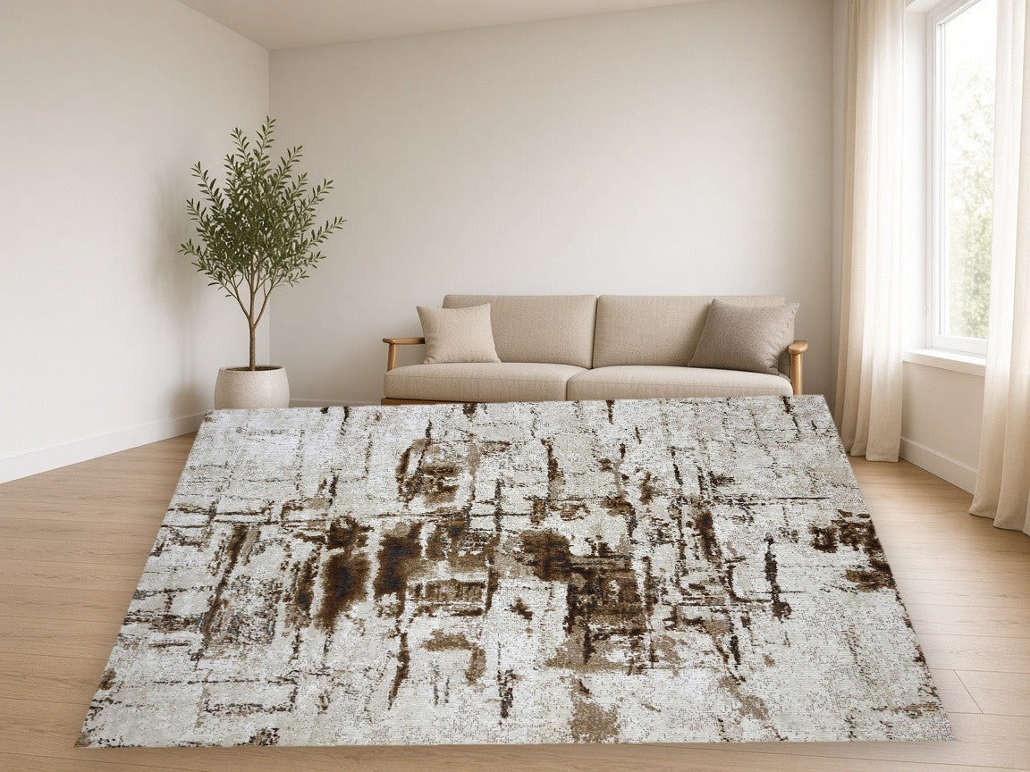 Fog Abstract Multi New York Area Rug in a living room