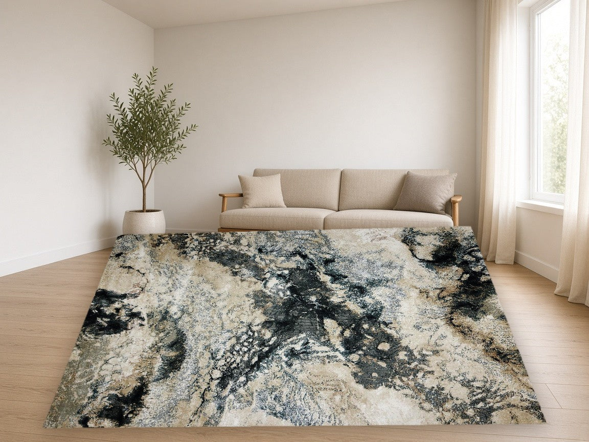Graphite Wash New York Area Rug in a living room