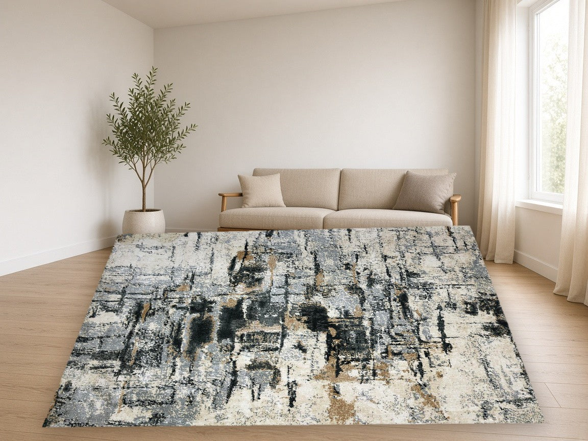 Harbor Abstract Multi New York Area Rug in a living room