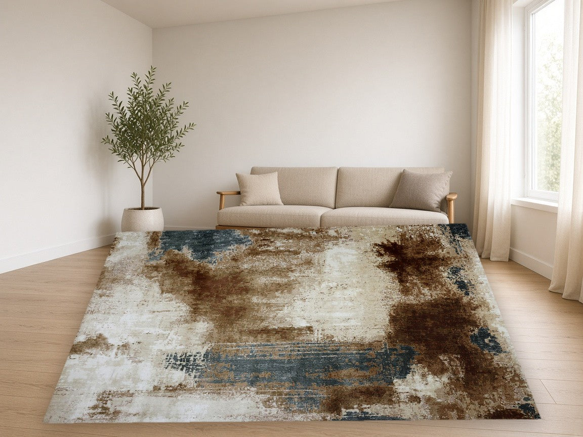 Loft Abstract Multi New York Area Rug in a living room