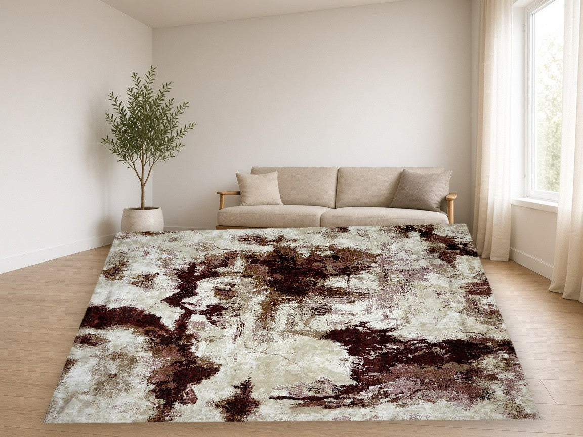 Mahogany Splash New York Area Rug in a living room