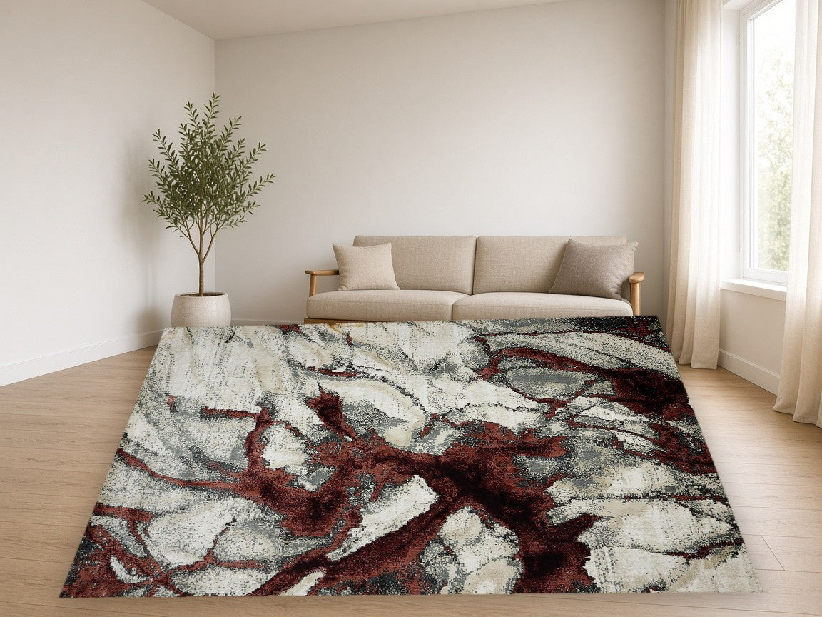 Maroon Branch New York Area Rug in a living room