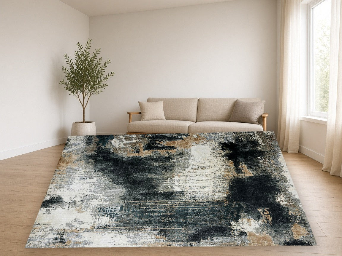 Park Abstract Multi New York Area Rug in a living room