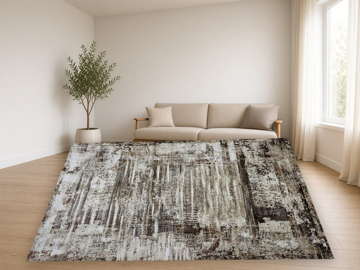 Rain Streak Abstract New York Area Rug in a living room