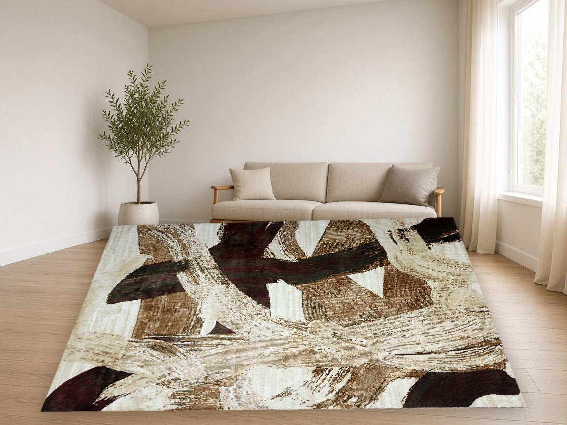 Skyline Abstract Multi New York Area Rug in a living room