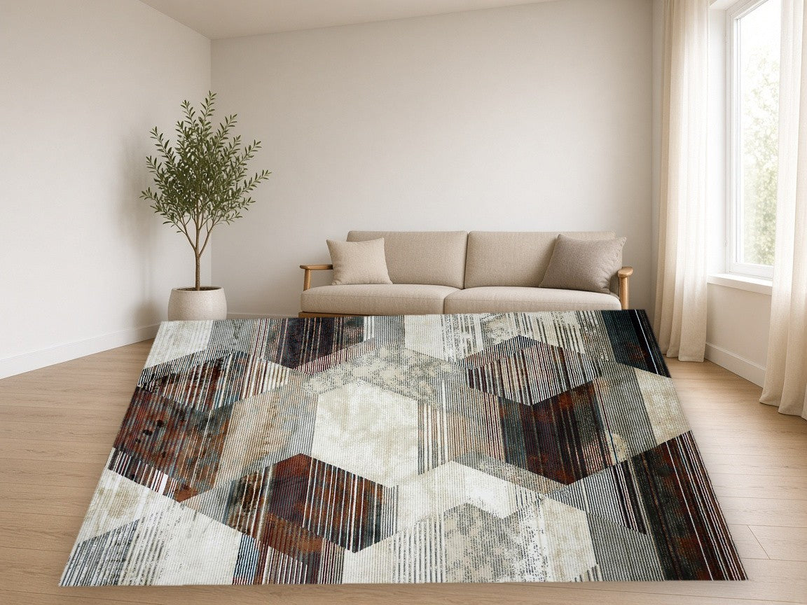 Studio Abstract Multi New York Area Rug in a living room