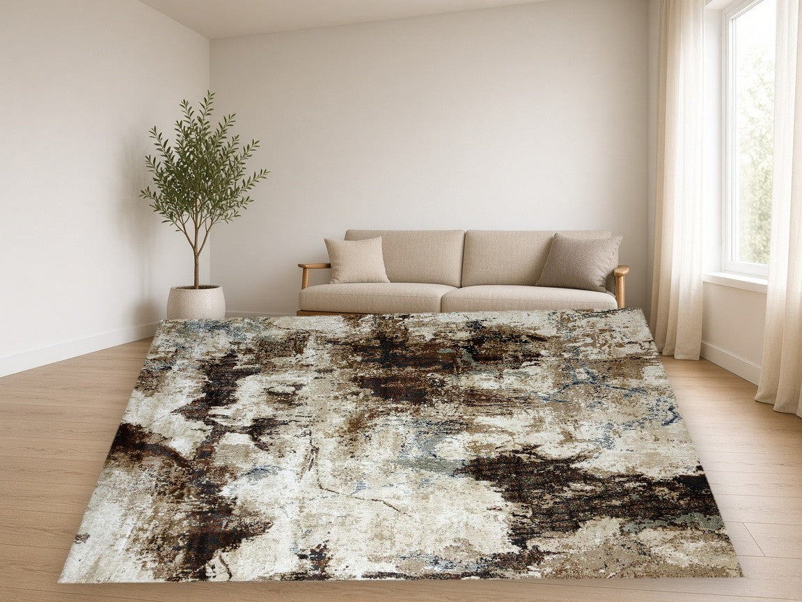 Taupe Splash New York Area Rug in a living room