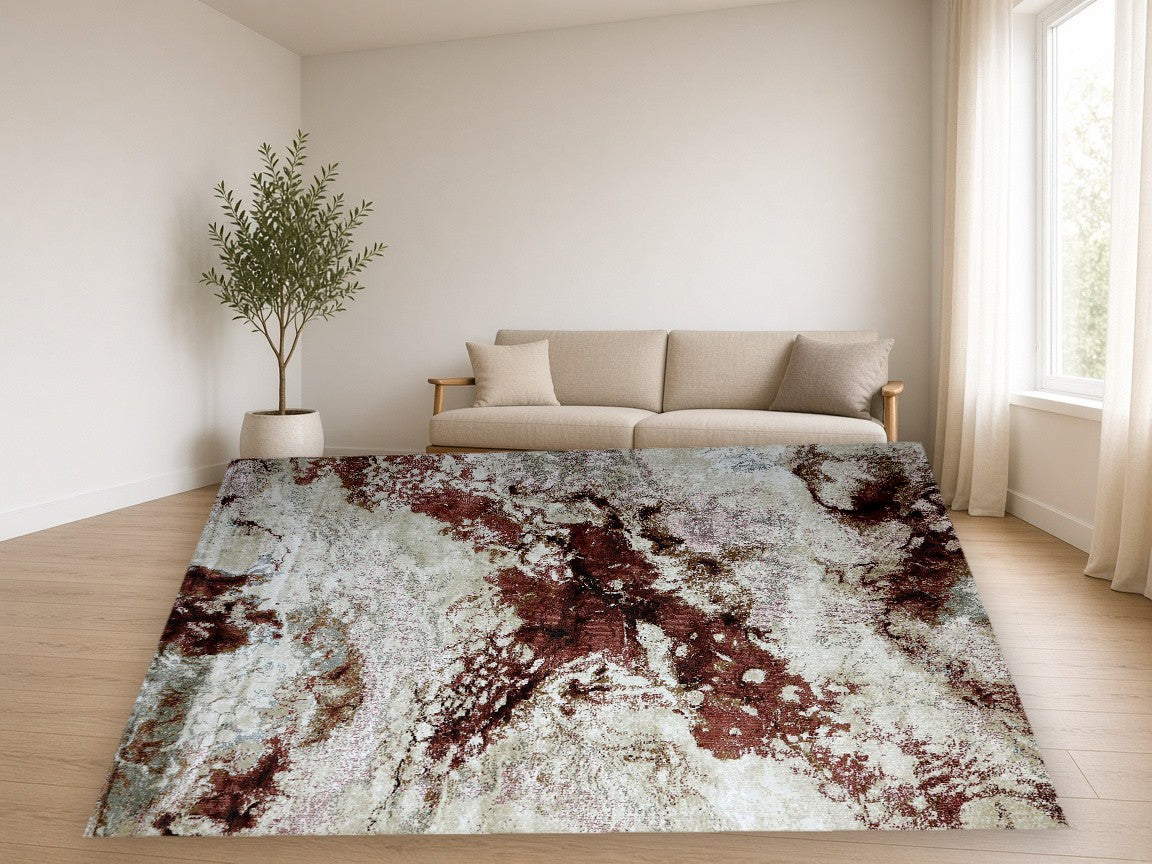 Urban Patch Abstract New York Area Rug in a living room