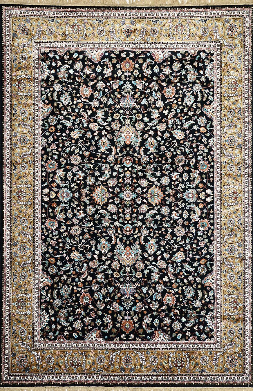 Black Court Floral Royal Area Rug, flat view