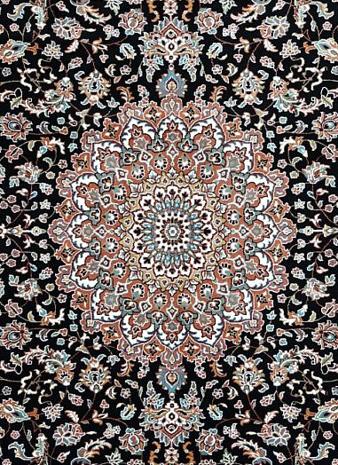 Black Palace Panel Royal Area Rug pattern detail