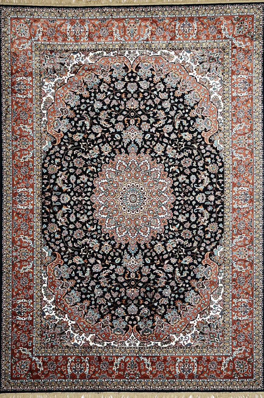 Black Palace Panel Royal Area Rug, flat view
