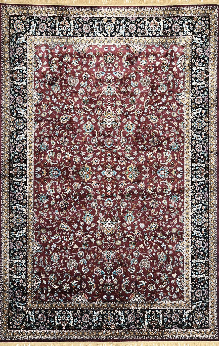Burgundy Court Floral Royal Area Rug, flat view