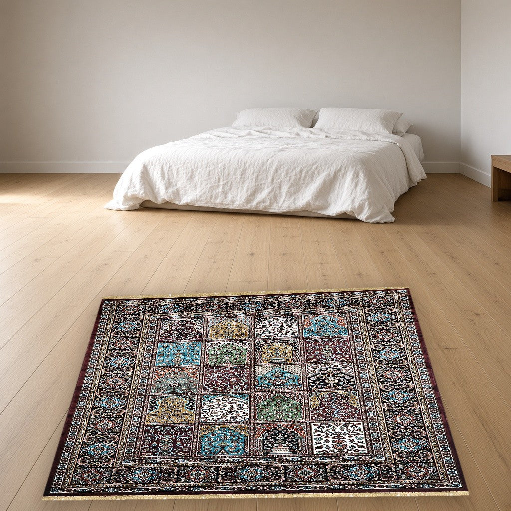Burgundy Niche Gallery Royal Area Rug in a bedroom