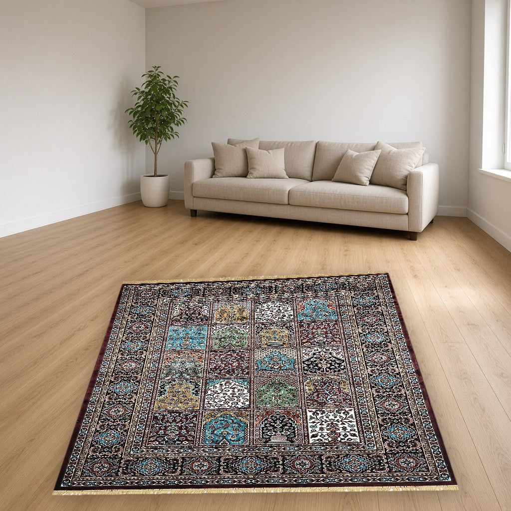 Burgundy Niche Gallery Royal Area Rug in a living room
