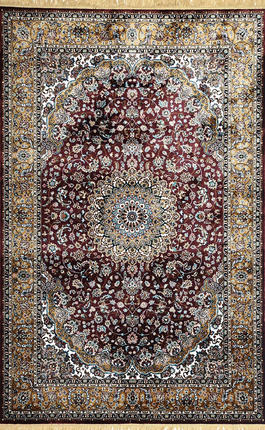 Burgundy Palace Panel Royal Area Rug, flat view