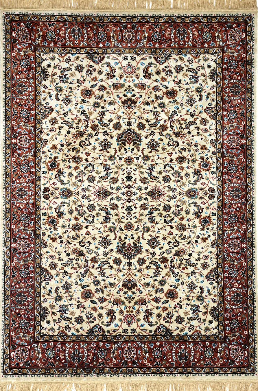 Cream Court Floral Royal Area Rug, flat view