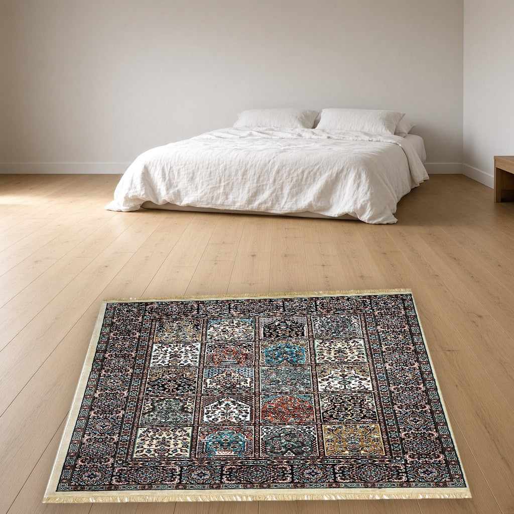Cream Niche Gallery Royal Area Rug in a bedroom