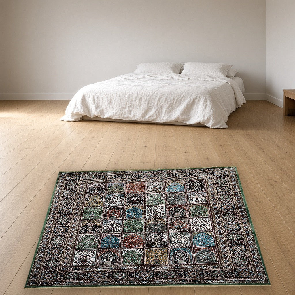 Forest Green Niche Gallery Royal Area Rug in a bedroom