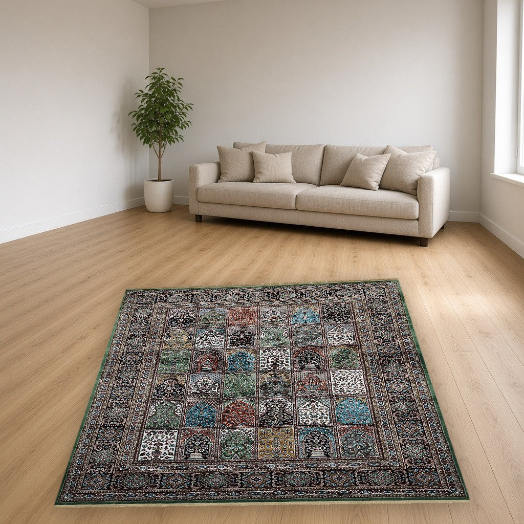 Forest Green Niche Gallery Royal Area Rug in a living room