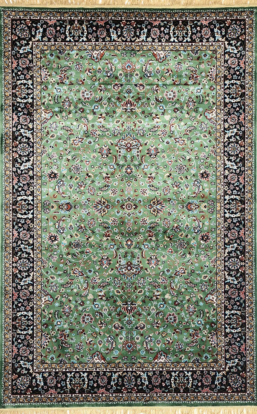 Green Court Floral Royal Area Rug, flat view