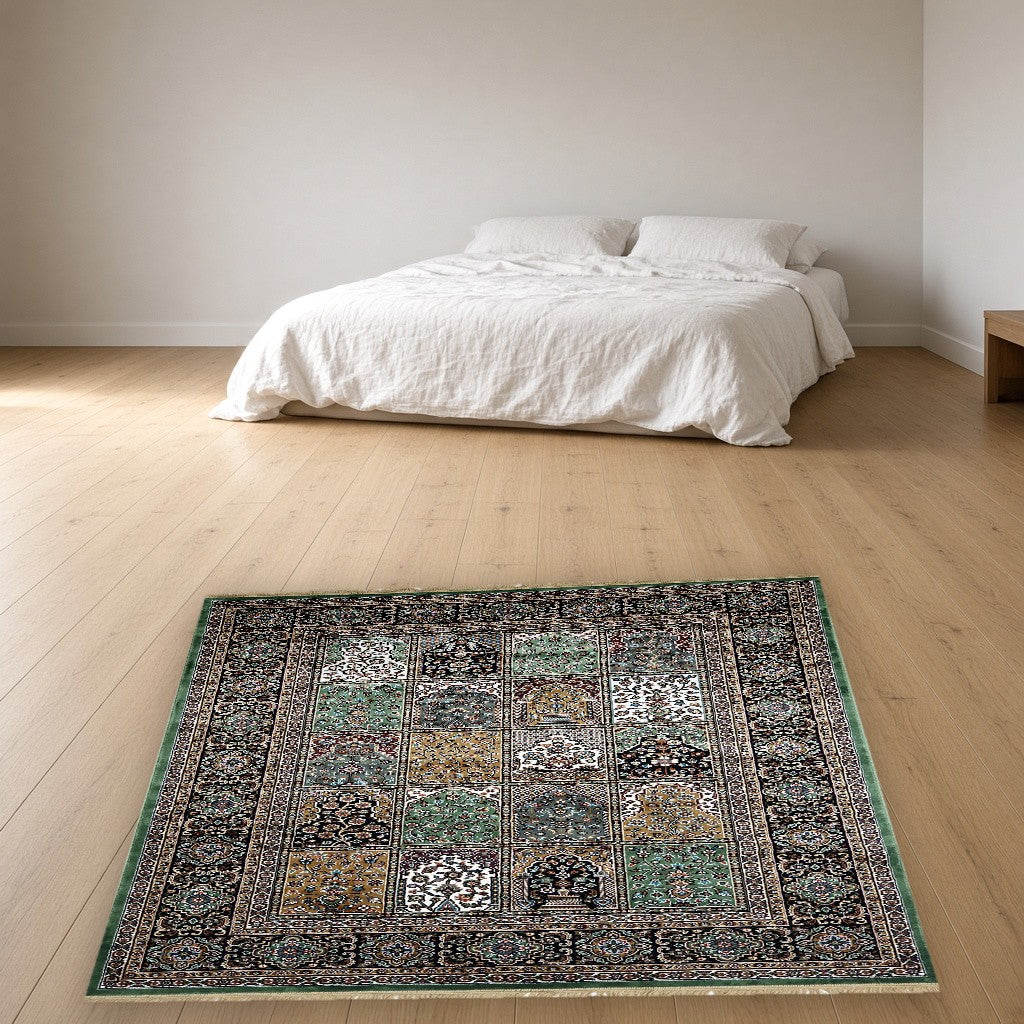 Green Niche Gallery Royal Area Rug in a bedroom