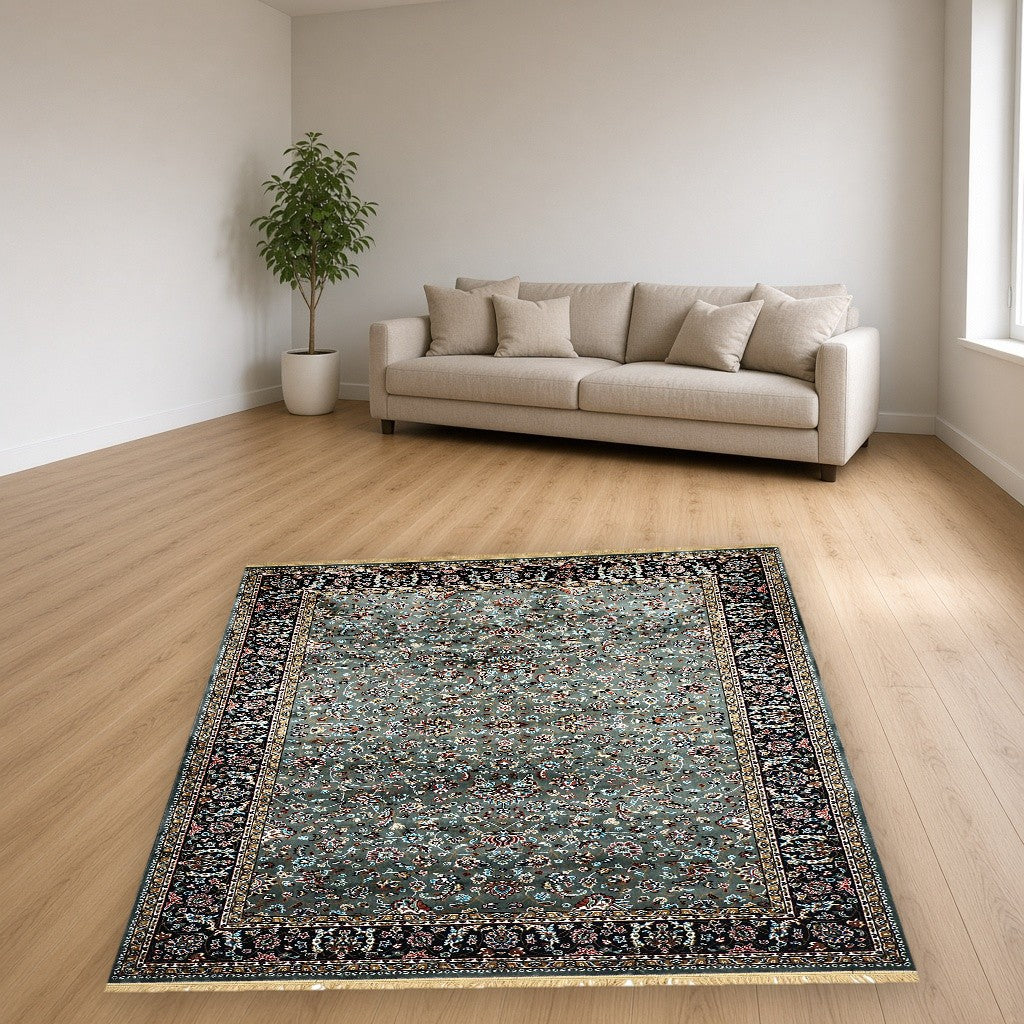 Grey Court Floral Royal Area Rug in a living room