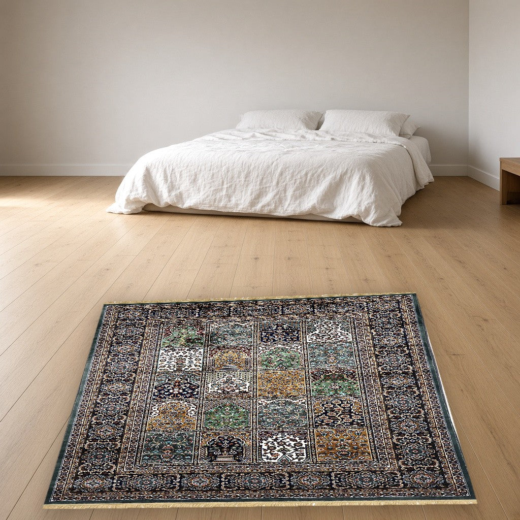 Grey Niche Gallery Royal Area Rug in a bedroom