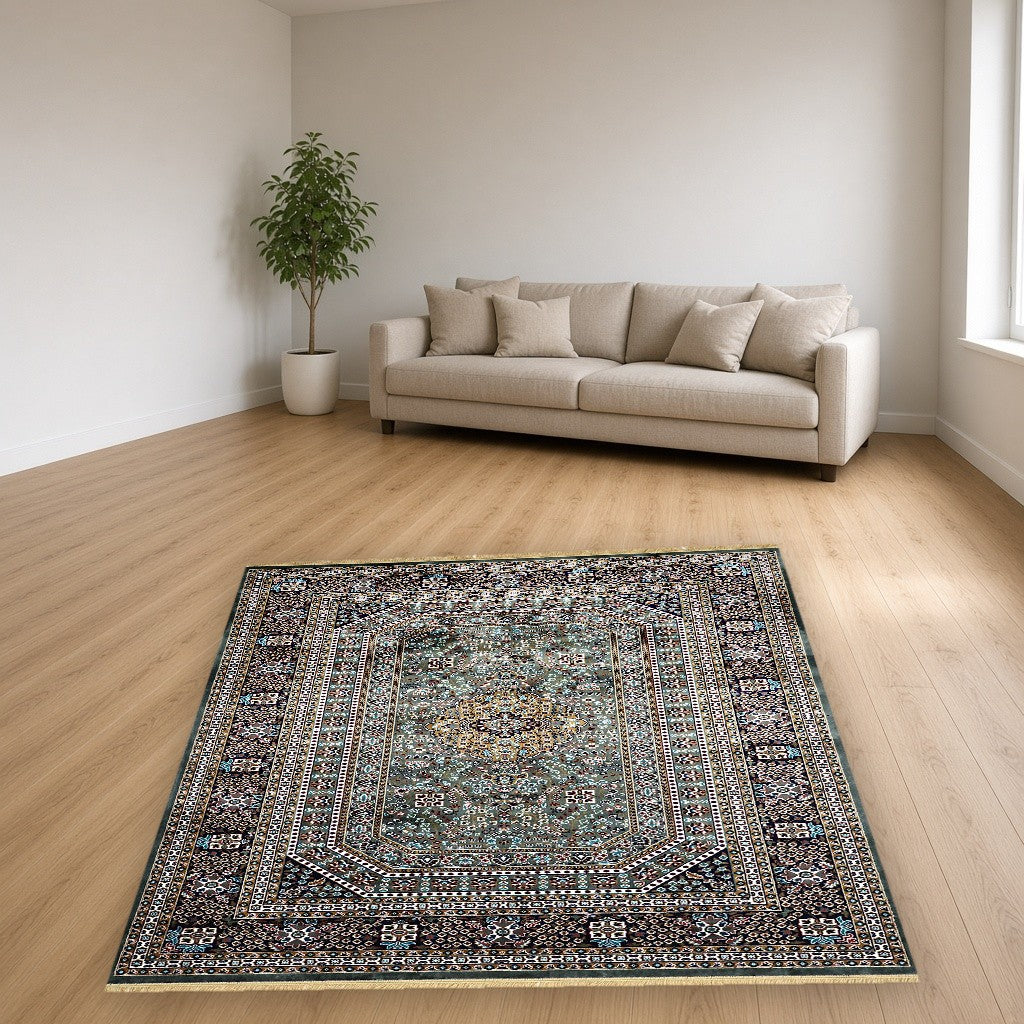 Grey Royal Medallion Royal Area Rug in a living room