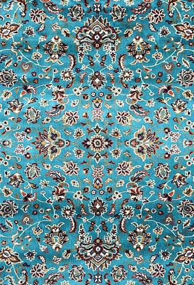 Medium Blue Court Floral Royal Area Rug pattern detail