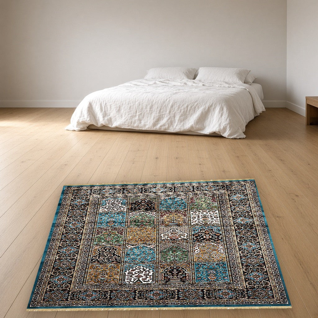 Medium Blue Niche Gallery Royal Area Rug in a bedroom