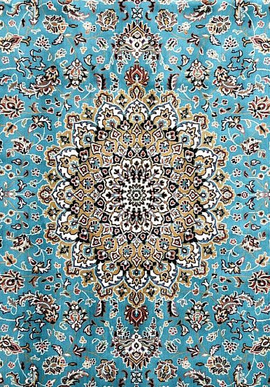 Medium Blue Palace Panel Royal Area Rug pattern detail