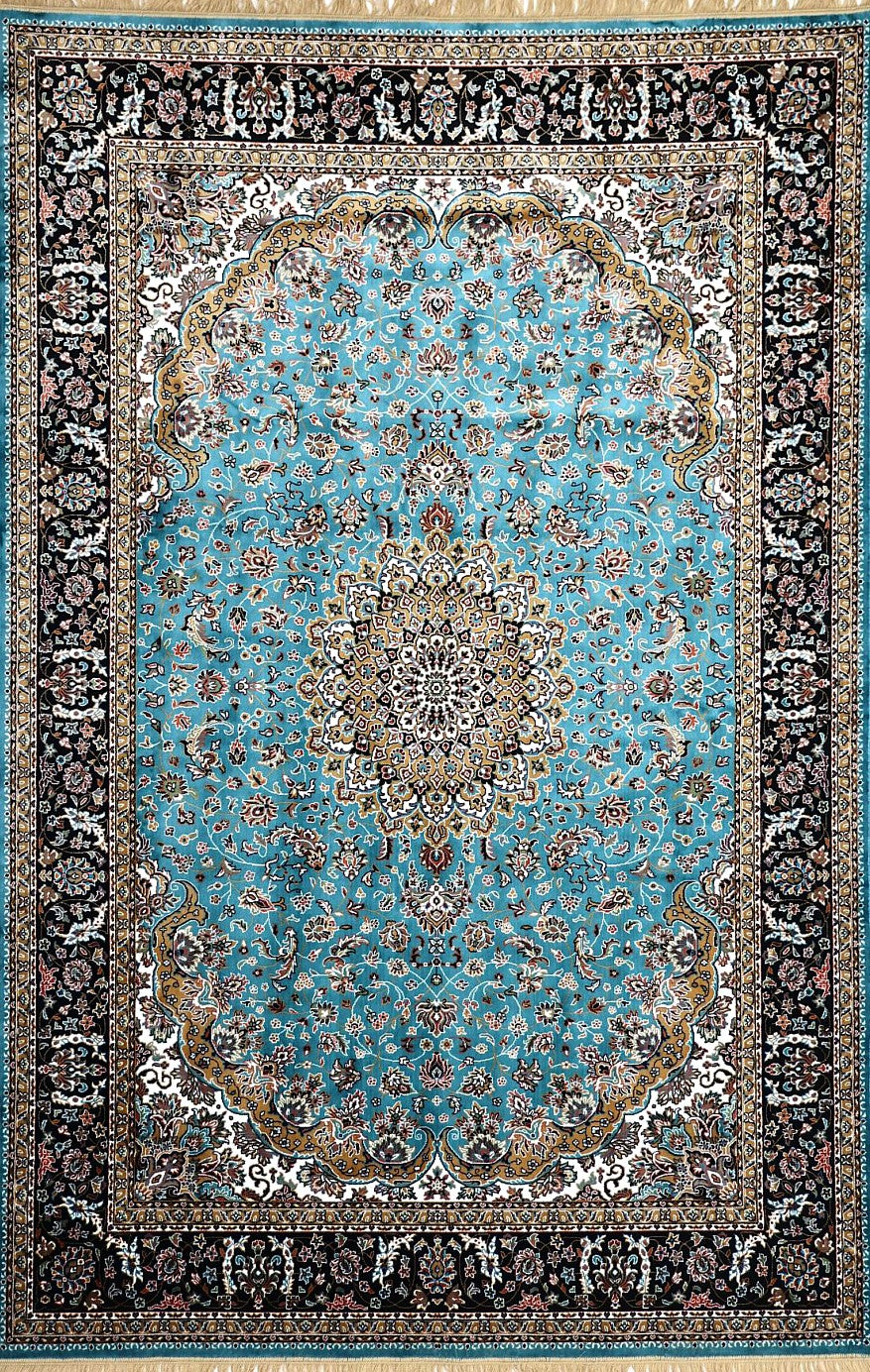 Medium Blue Palace Panel Royal Area Rug, flat view