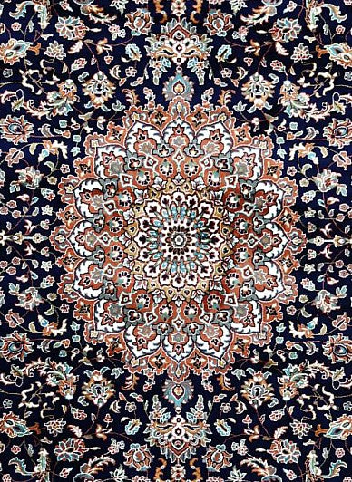 Navy Palace Panel Royal Area Rug pattern detail