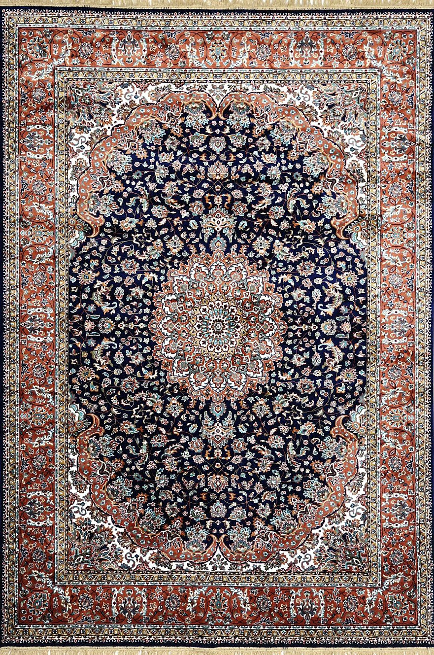 Navy Palace Panel Royal Area Rug, flat view