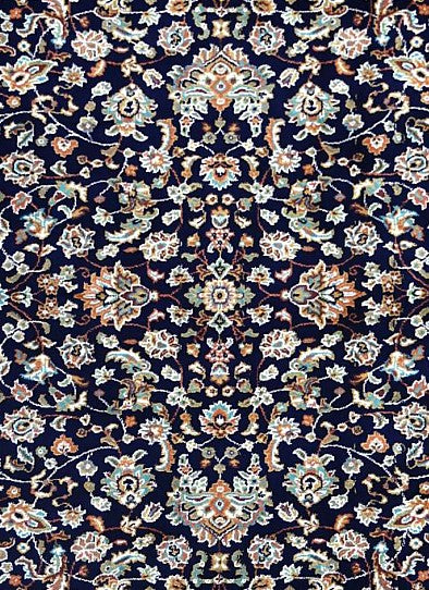Navy Rust Court Floral Royal Area Rug pattern detail